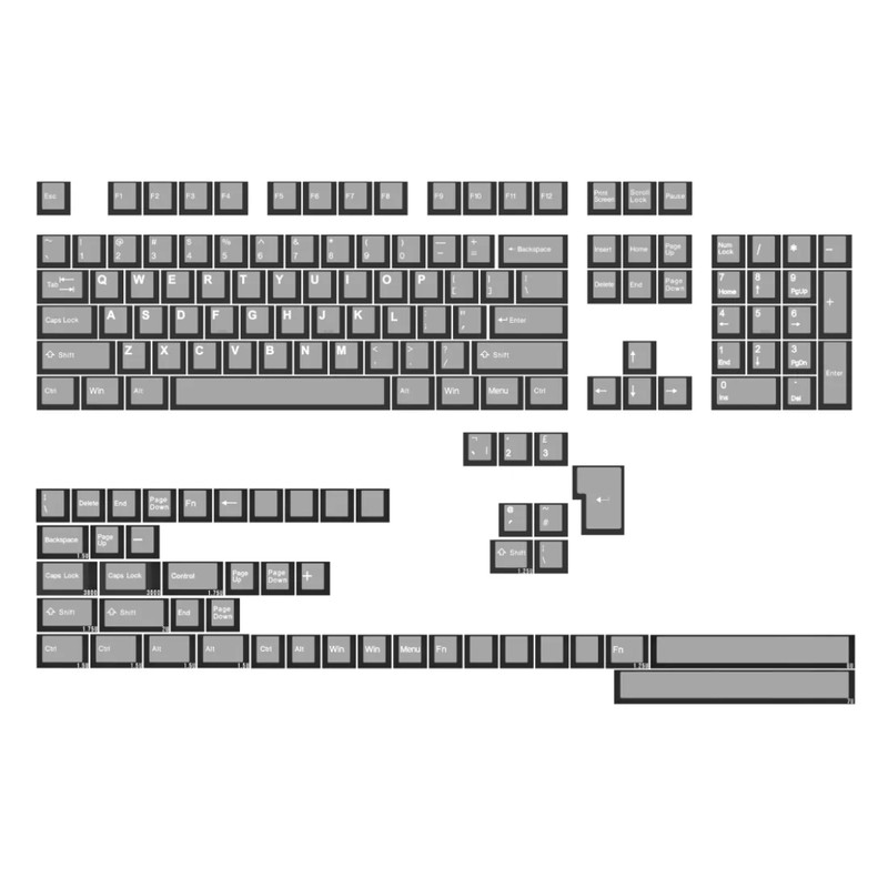 Tai-Hao ABS 152 Keys Cubic Profile Translucent Backlit Keycaps - Smoky Quartz - مفاتيح